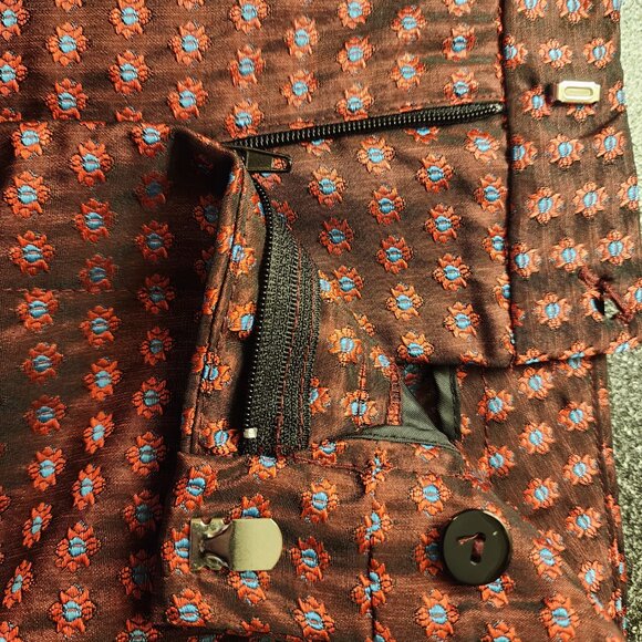 Zara Basic Pants Pleat Women Flower Size Small Maroon Side Stripe Women - Picture 7 of 10